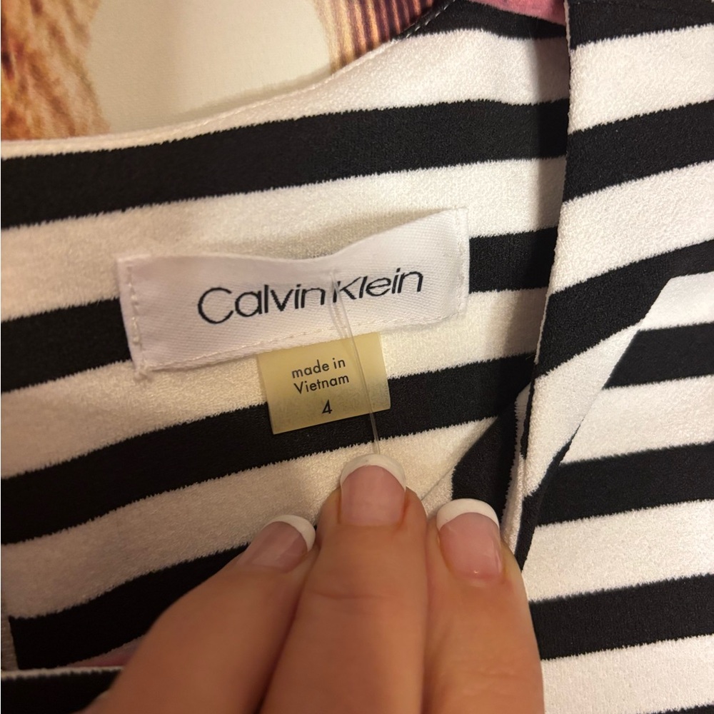 Calvin Klein Black and White Striped Mini Dress - Picture 4 of 4